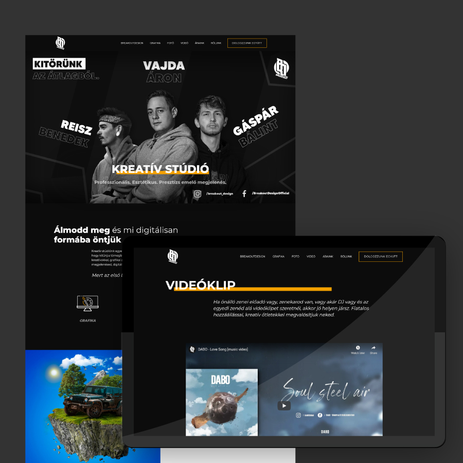 BreakOut Design weboldal fejlesztés